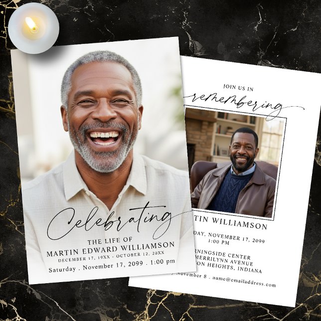 Modern Celebration of Life Photo Memorial Invitation (Creator Uploaded)
