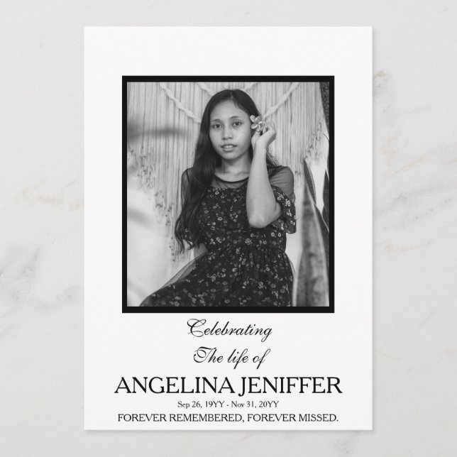 Modern Celebration of Life Photo Memorial Program (Front)