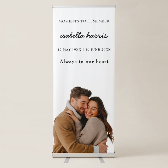 Modern Celebration of Life Photo Script Design Retractable Banner (Front)