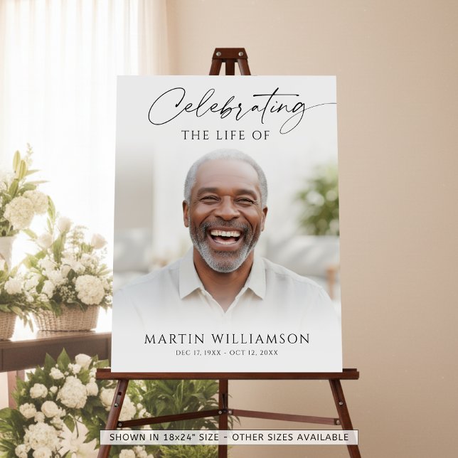 Modern Celebration of Life Photo Script Memorial Foam Board (Creator Uploaded)