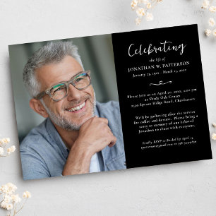 Modern Celebration of Life Photos Custom Poem Invitation