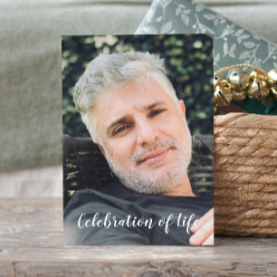 Modern Celebration of Life With Photo Funeral Postcard