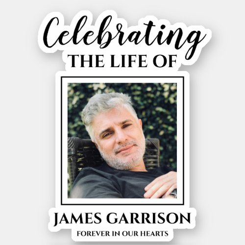 Modern Celebration Of Life With Photo Memorial Sticker