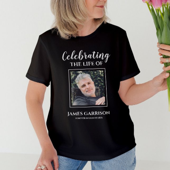 Modern Celebration Of Life With Picture Memorial T-Shirt (Creator Uploaded)