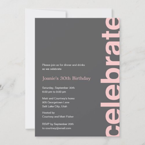 Modern Celebration Party Invitation - Pink