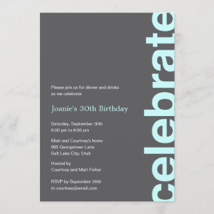 Modern Celebration Party Invitation - Turquoise