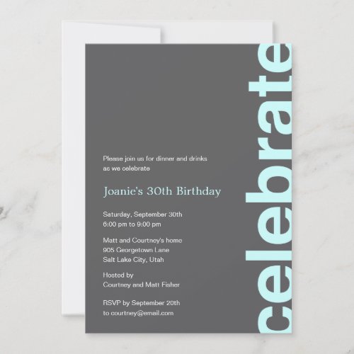 Modern Celebration Party Invitation - Turquoise