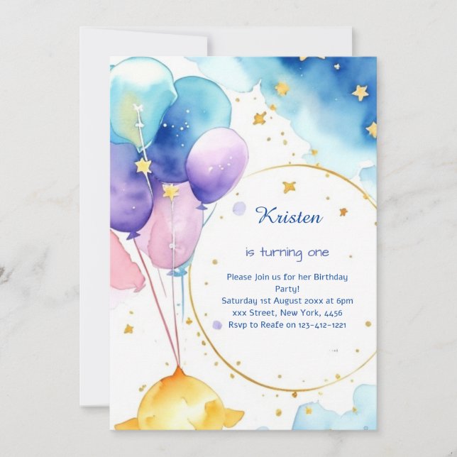 Modern Celestial Astro Birthday Invitation (Front)