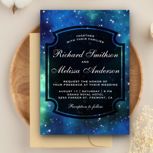 Modern Celestial Space Galaxy Wedding Invitation