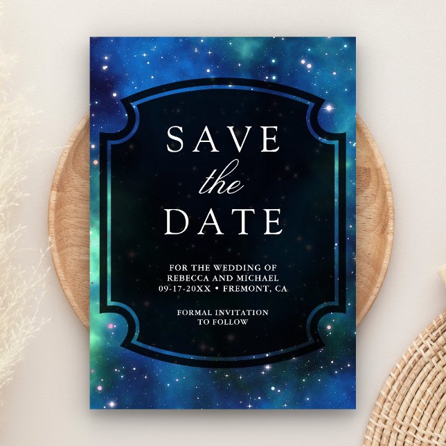 Modern Celestial Space Galaxy Wedding Save The Date (Creator Uploaded)