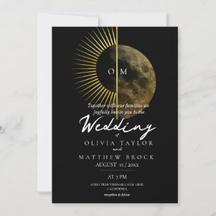 Modern Celestial Sun and Moon Wedding Invitation