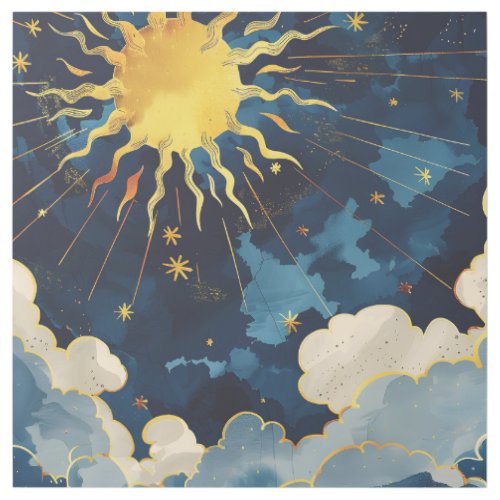 Modern Celestial Sun Stars and Blue Clouds Gallery Wrap