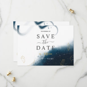 Modern Celestial Watercolor Save The Date Card