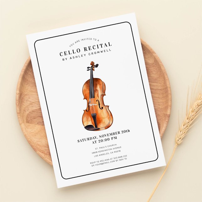 Modern Cello Music Recital Invitation (Creator Uploaded)