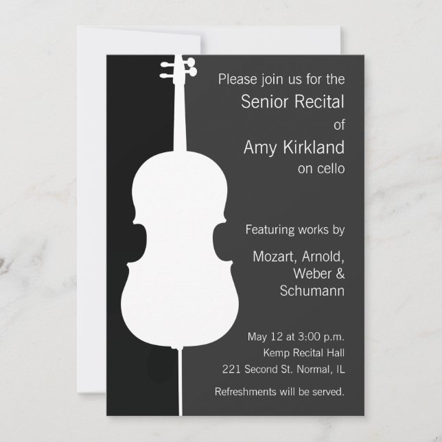 Modern Cello Recital Invitation (Front)
