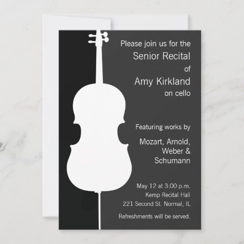Modern Cello Recital Invitation