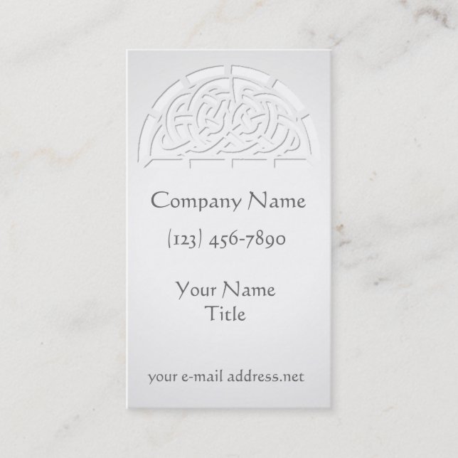 Modern Celtic Faux Embossed White Business Card (Front)