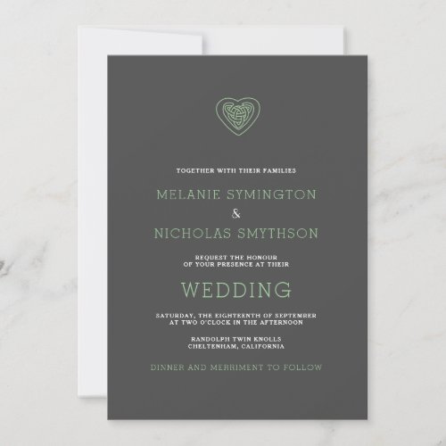 Modern Celtic Heart Irish Wedding Invite 3981 Invitation