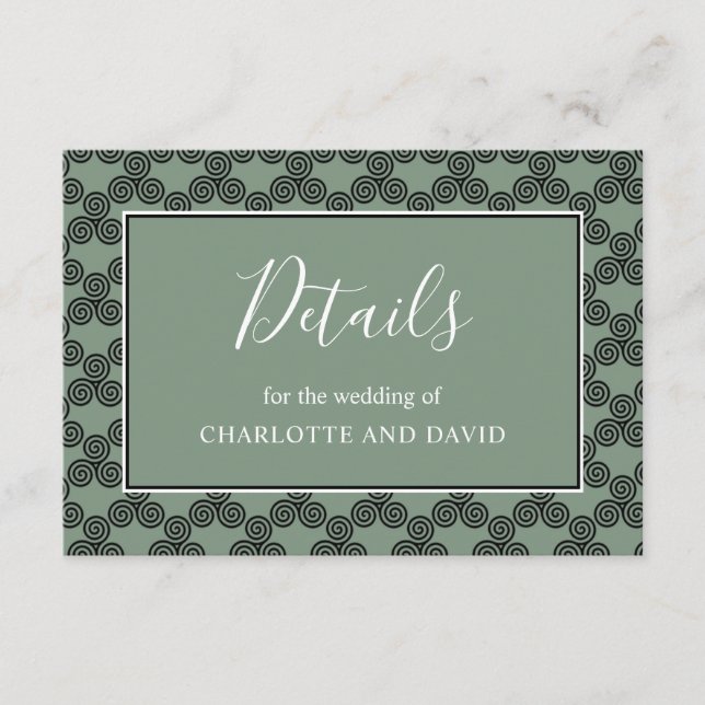 Modern Celtic Knot Irish Wedding Detail Enclosure Card (Front)