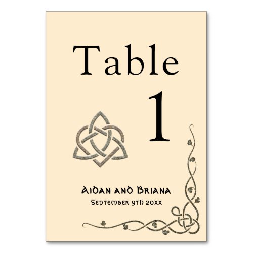 Modern Celtic symbols and foliage Table Number