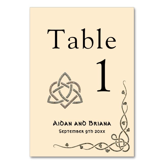Modern Celtic symbols and foliage Table Number (Front)