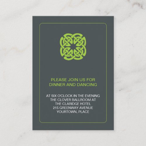 Modern Celtic Wedding Reception Enclosure Card