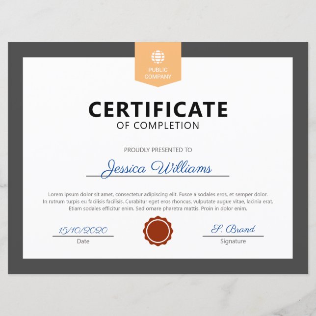 Modern Certificate of Completion (Front)