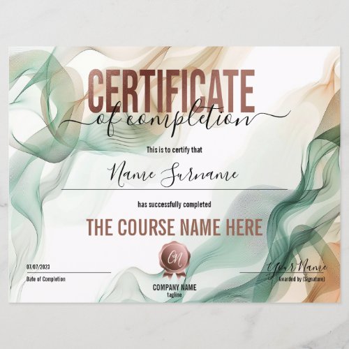 Modern Certificate of Completion Achievement 