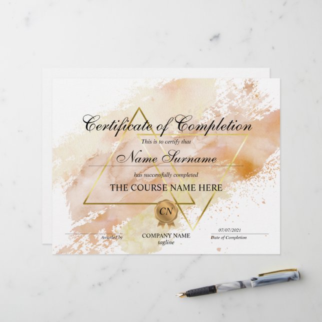 Modern Certificate of Completion Award Course  (Front/Back In Situ)