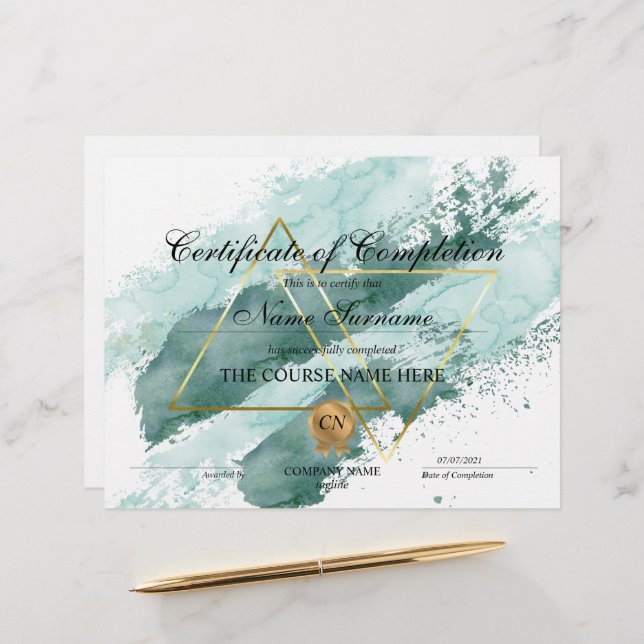 Modern Certificate of Completion Award Course  (Front/Back In Situ)