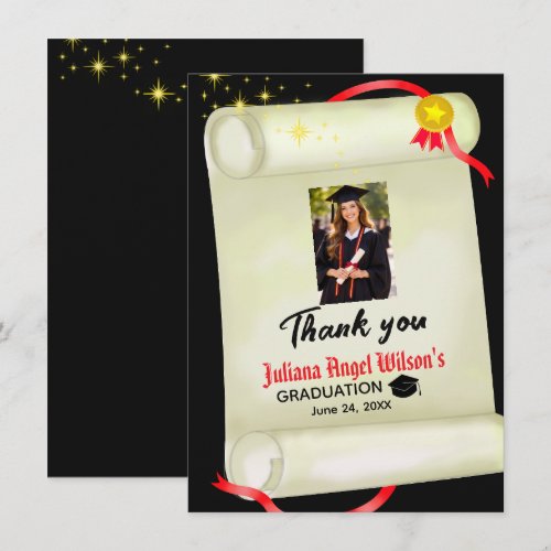Modern Certificate of Graduation Thank You Card