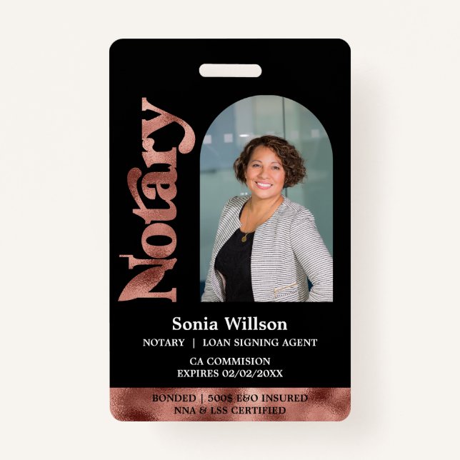 Modern Certified Notary Public Loan Signing Agent Badge (Front)