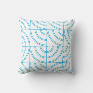 Modern Cerulean Blue Abstract Arch Geometric Throw Pillow