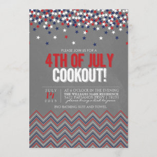 Modern Chalkboard 4th of July Cookout Invitation