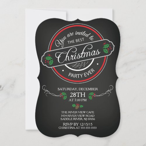 Modern Chalkboard Best Christmas Party nvitation Invitation