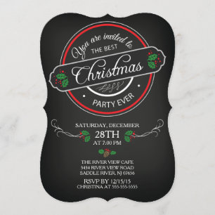 Modern Chalkboard Best Christmas Party nvitation Invitation