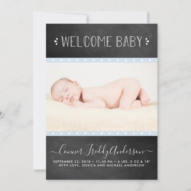 Modern Chalkboard Birth Announcement (Front)