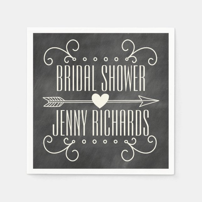 MODERN CHALKBOARD BRIDAL SHOWER PAPER NAPKINS (Front)