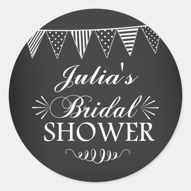 Modern Chalkboard Bridal Shower Sticker (Front)