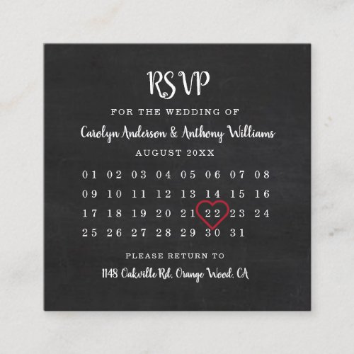 Modern Chalkboard Calendar RSVP Card