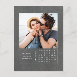 Modern Chalkboard Calendar Save the Date Photo Announcement Postcard