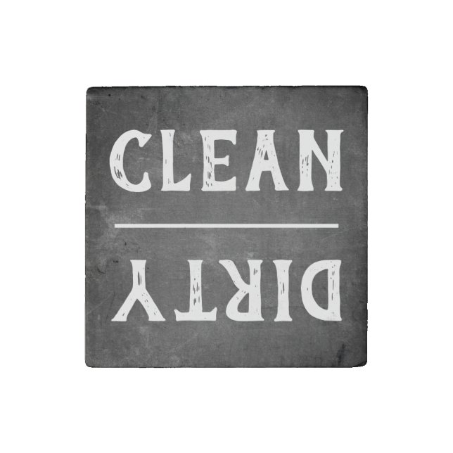 Modern Chalkboard Clean Dirty Dishwasher Stone Magnet (Front)