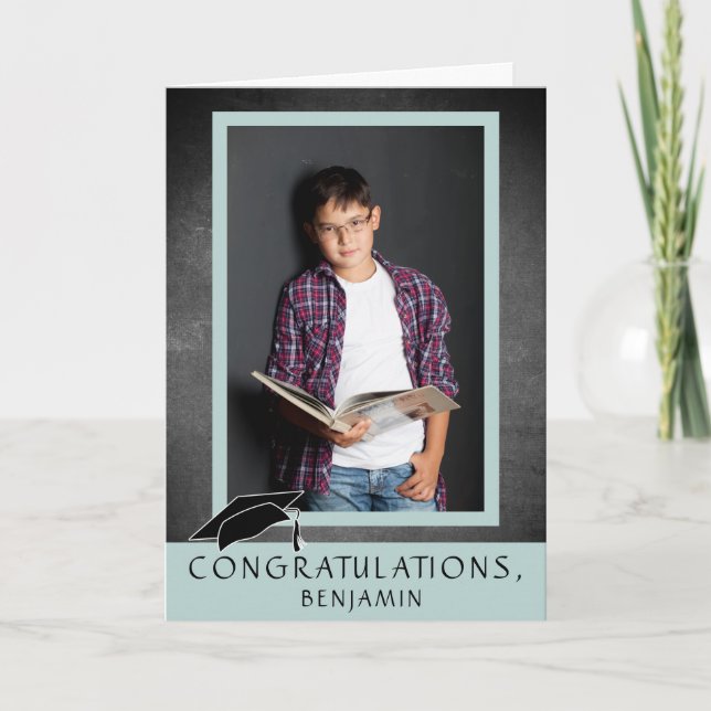 Modern Chalkboard Congratulations Graduation Photo Card (Front)