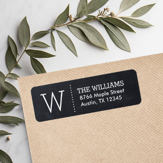 Modern Chalkboard Custom Monogram Return Address Label