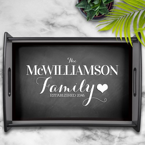 Modern Chalkboard Family Name Personalized  Servin Serving Tray