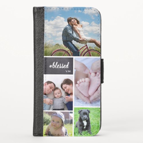 Modern Chalkboard Family Photo Collage Hashtag iPhone X Wallet Case