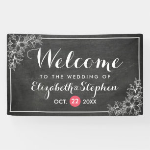 Modern Chalkboard Floral Frame Wedding Welcome Banner
