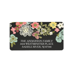 Modern Chalkboard Floral Return Address Label