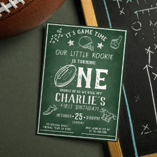 Modern Chalkboard Football All Star 1st Birthday Invitation