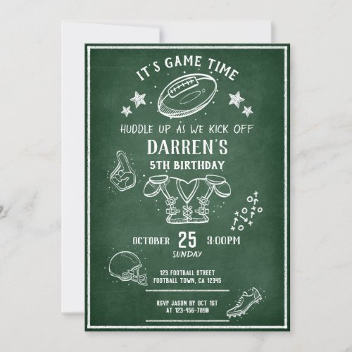 Modern Chalkboard Football All Star Birthday Invitation